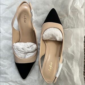Ankis Black and Cream Slingback Heels